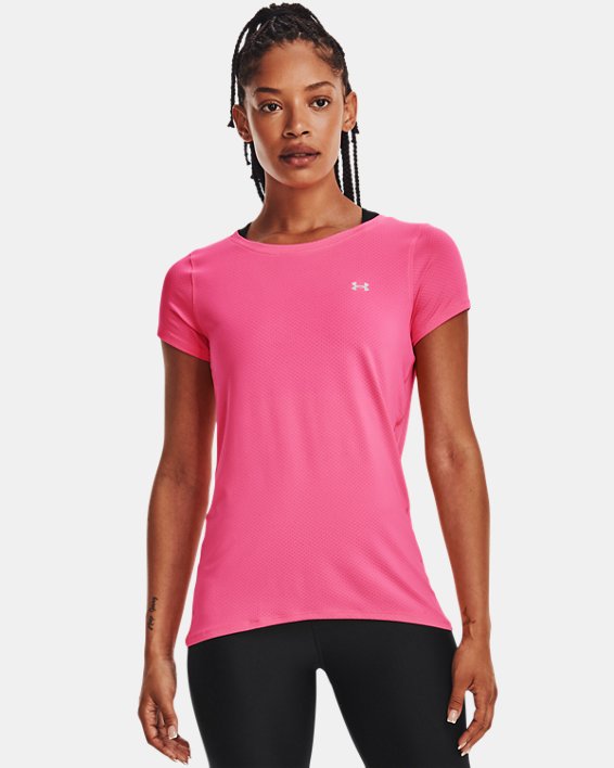 Women's HeatGear® Armour Short Sleeve, Pink, pdpMainDesktop image number 0